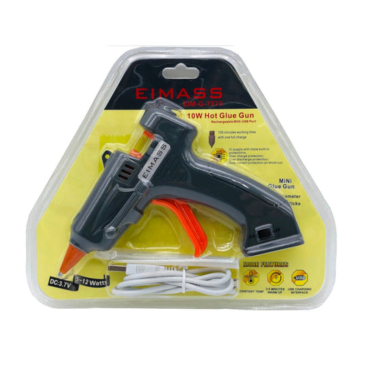 Cordless & Rechargable - 10W EIMASS® Mini Hot Glue Gun To Use With 7mm Diameter Glue Sticks